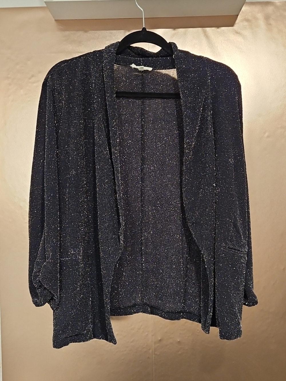 Maurices Metallic Black Open-Front Blazer Style Cardigan